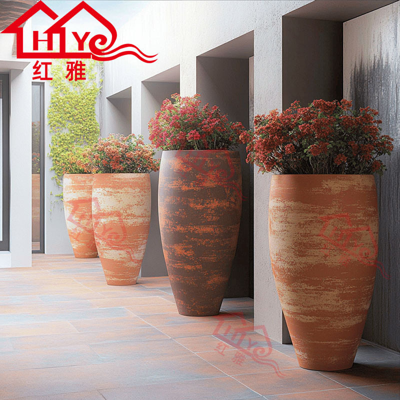 户外玻璃钢花盆商场景区种植绿植树脂花盆工程景观装饰厂家批发