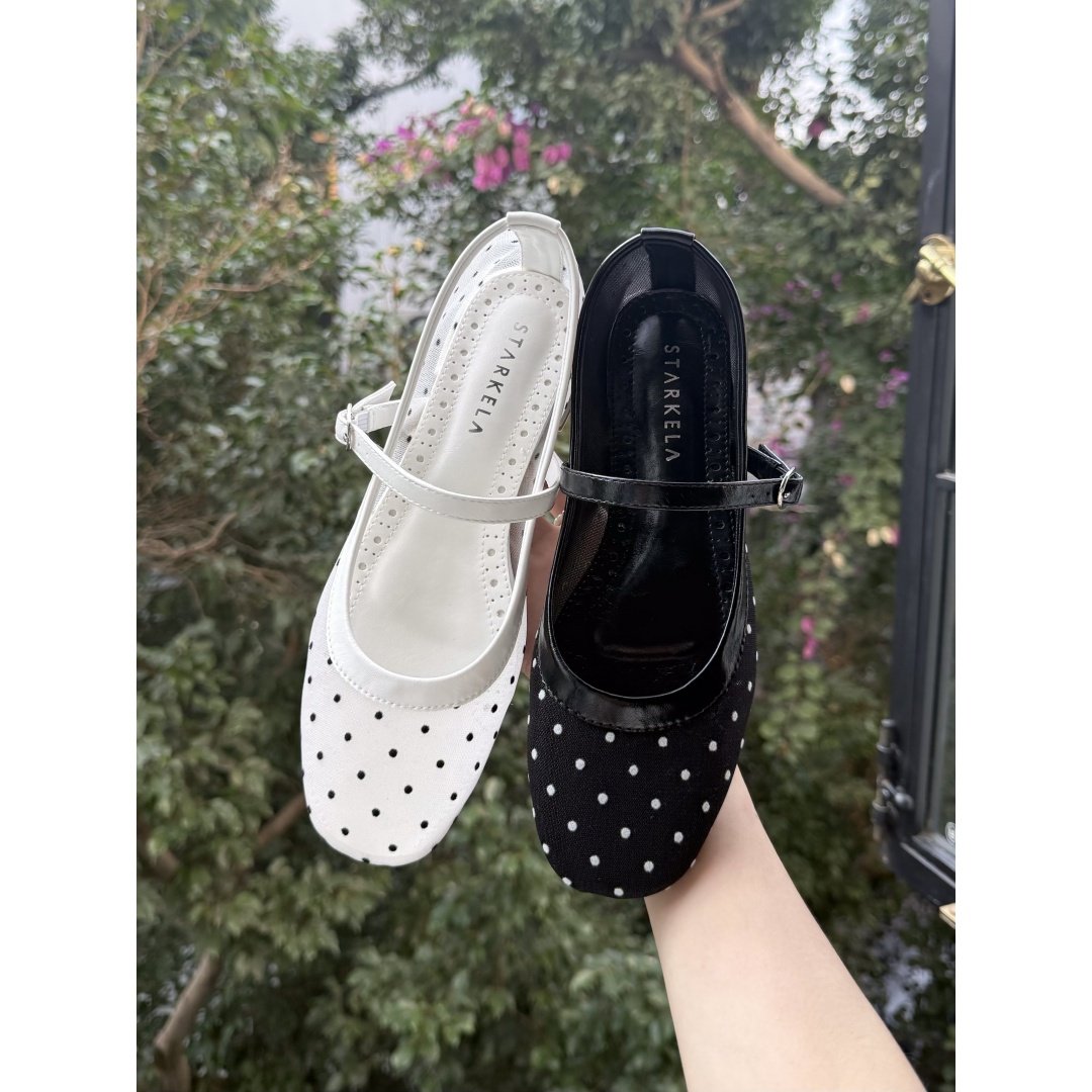 StarKeLa波点网面玛丽珍鞋女款 春夏平底一字扣圆头气质百搭凉鞋,女鞋,时装凉鞋,淘宝优惠券,粉丝福利购,淘宝优惠卷