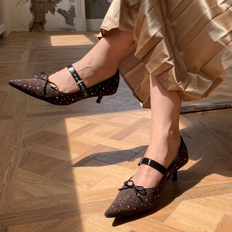 starkela miu系水钻单鞋 璀璨夺目bling bling全包小猫跟蝴蝶鞋