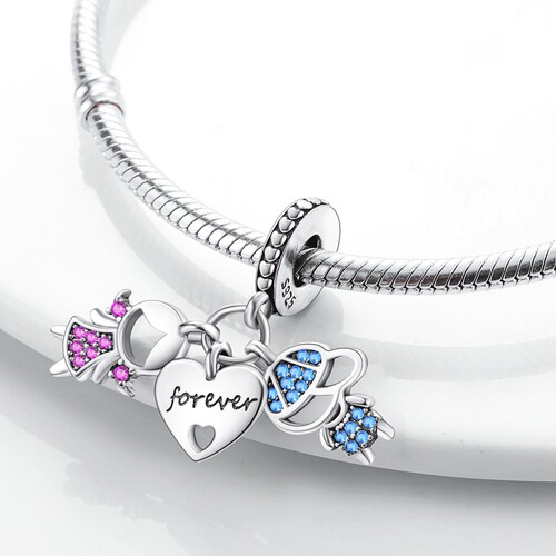 MYBEBOA美缤宝镀铂金小女孩与小男孩吊坠DIY饰品配件可搭手链项链