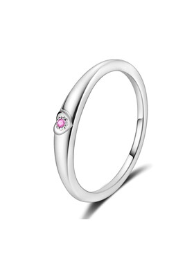 MYBEBOA/美缤宝 纯银S925 小小爱心粉红锆石戒指女士戒指极简