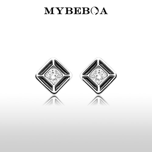 MYBEBOA/美缤宝简约黑珐琅镶锆石