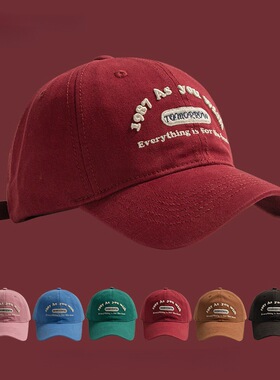 大头围帽子女刺绣鸭舌帽出游户外情侣百搭休闲男士棒球帽复古风