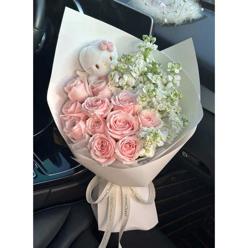 全国新款热卖Hellokitty猫曼塔粉玫瑰花束送女友闺蜜生日礼物