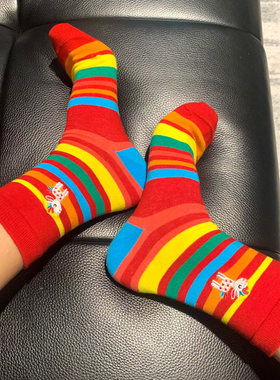 2026年马年红色本命年袜子喜庆中筒袜冬季保暖加厚纯棉女袜情侣袜