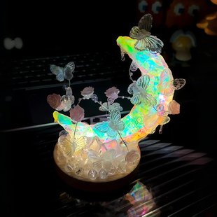 水月蝴蝶小夜灯手工diy材料卧室摆件创意气氛灯情人节礼物送女友