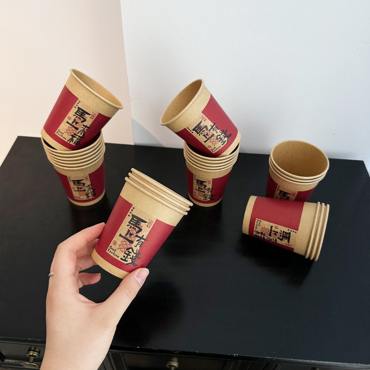 新年一次性杯子2026马年春节纸杯过年迎新年味加厚家用红色喝水杯,节庆用品/礼品,文化创意杯子,淘宝优惠券,粉丝福利购,淘宝优惠卷