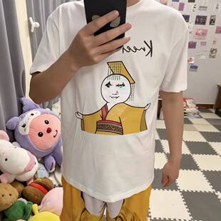 大胆龙图衣服轻拍亮灯眼睛会发光短袖休闲搞笑印花T恤抽象情侣装