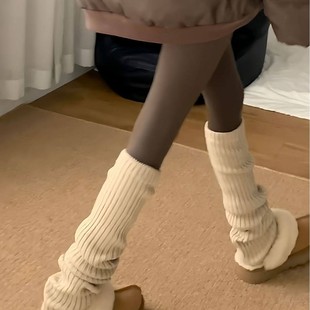 新年红瑜伽袜套秋冬保暖针织毛线袜芭蕾长筒堆堆袜子小腿过膝棉袜
