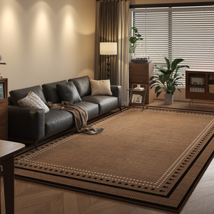 地毯客厅中古风2026新款 复古卧室地垫 棕色防水家用沙发茶几毯美式