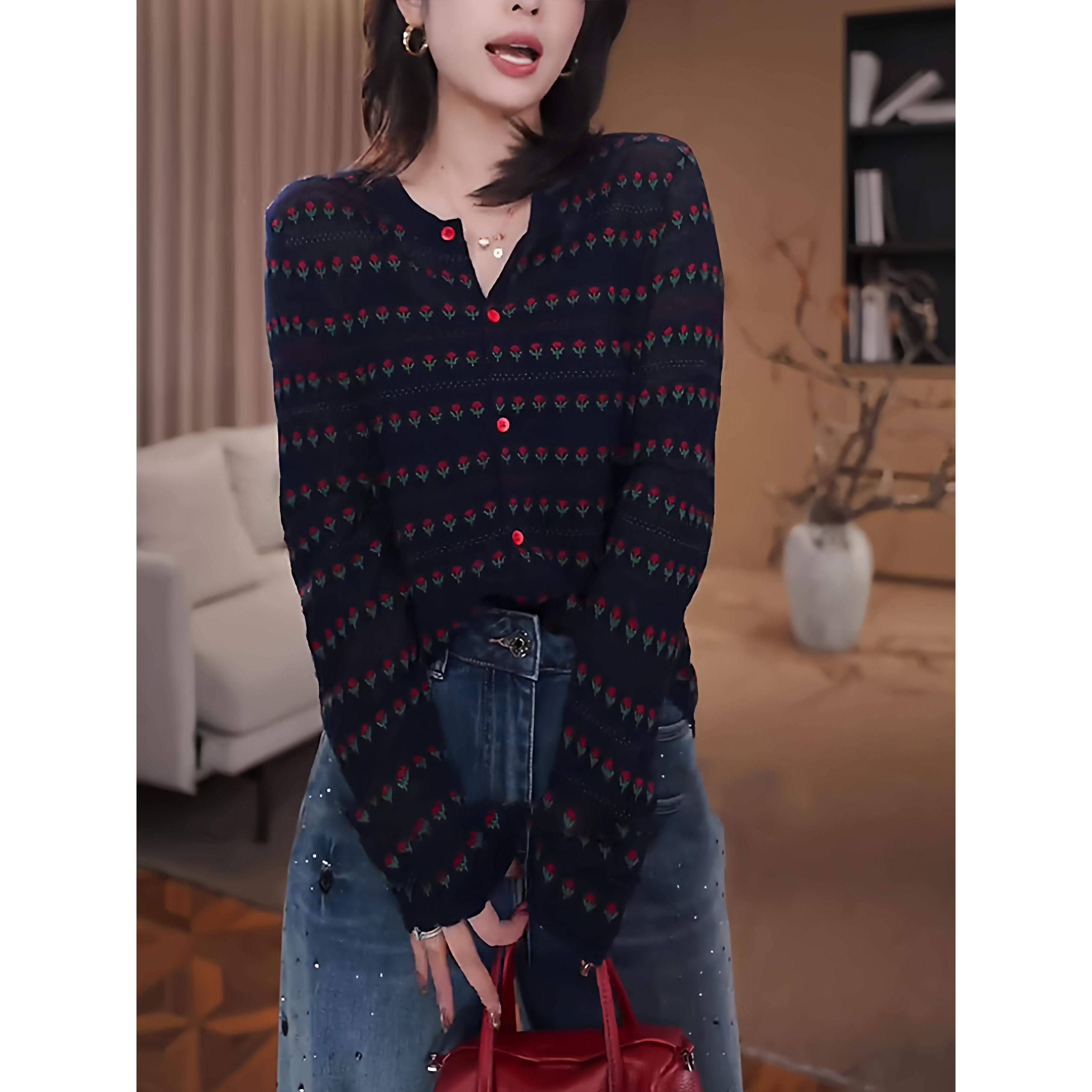 ROUMIKL时尚百搭气质小衫女装秋季2025新款外贸原单韩系长袖针织