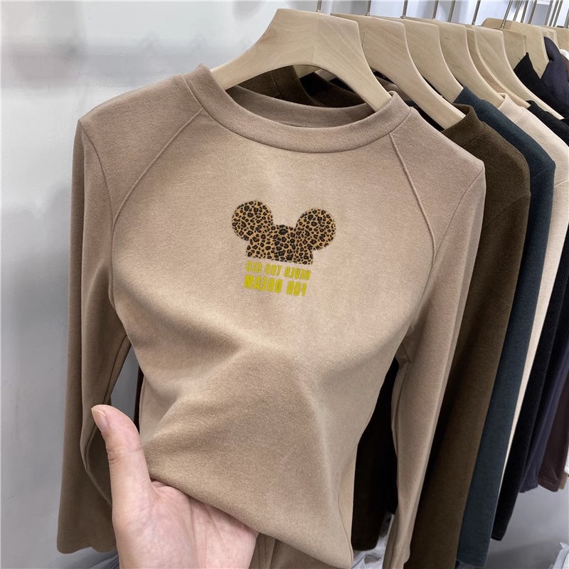 女大童时髦德绒打底衫内搭圆领中大儿童长袖t恤春秋装上衣服外穿