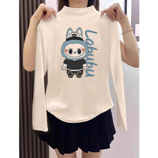 女童德绒打底衫内搭短款弧形半高领秋冬儿童加厚加绒磨毛保暖上衣