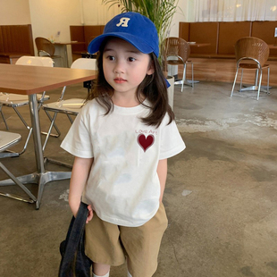 女童装插肩短袖t恤2026新款纯棉夏装儿童衣服大童小女孩夏款上衣