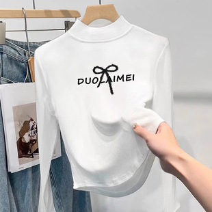 女童德绒半高领打底衫内搭长袖秋冬儿童修身短款加绒磨毛上衣加厚