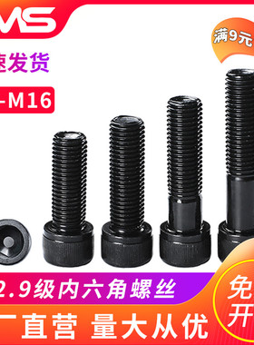 12.9级内六角螺丝钉高强度内6角螺栓M3M4M5M6M8M10M14M16*20/ 22/