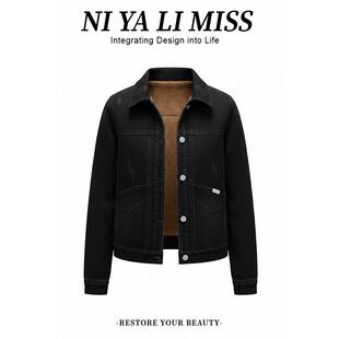 ROUMIKL巨好看的独特漂亮初冬厚牛仔外套女2025新款加绒加厚保暖