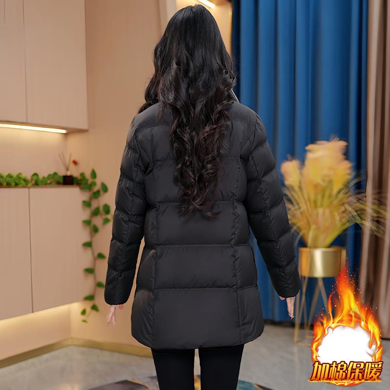 ROUMIKL服女款2025新款冬季加绒中长款衣设计感加厚保暖袄外套