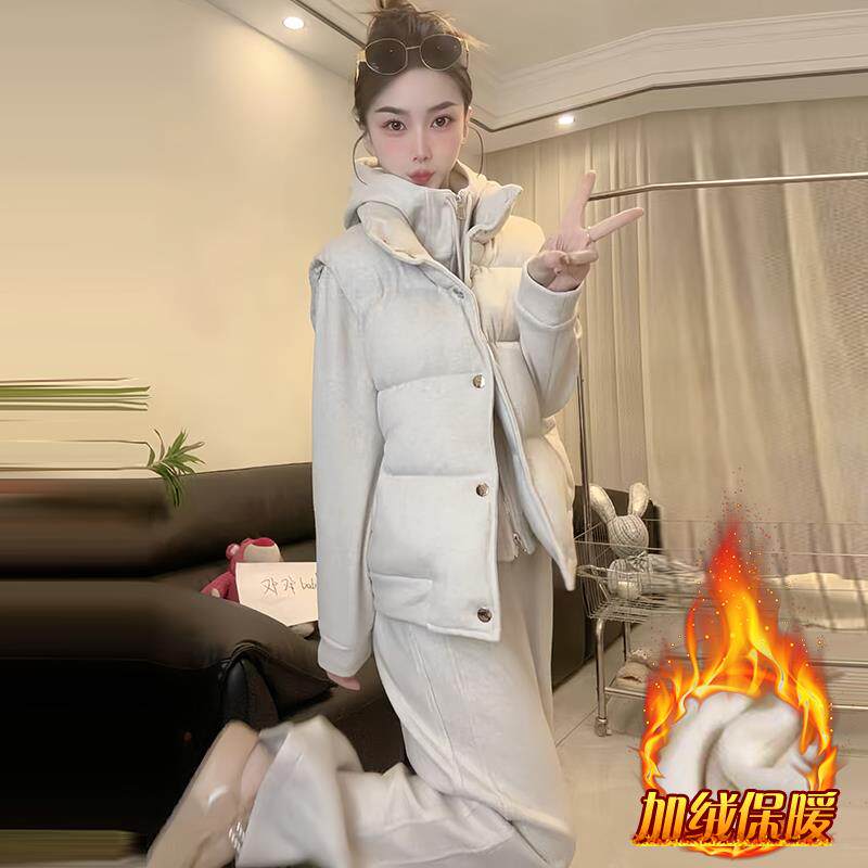 ROUMIKL欧货休闲运动超好看一整套女装2025加绒加厚马甲卫衣阔腿