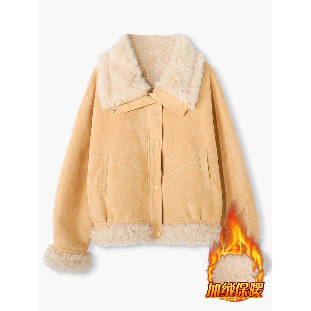 ROUMIKL巨好看的初冬短外套女2025新款加绒衣袄加厚保暖毛毛夹克