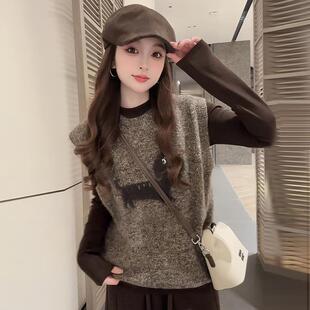 ROUMIKL今年流行马甲宽松高腰阔腿裤三件套女2025冬季新款休闲运