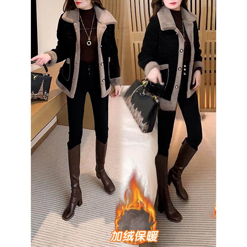 ROUMIKL高级感加绒加厚百搭短外套女2025冬季新款时尚洋气小个子