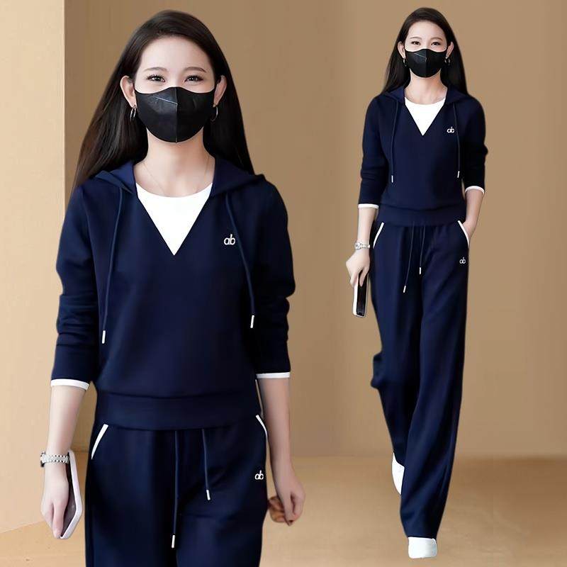 ROUMIKL2025年冬装新款加绒加厚连帽卫衣卫裤两件套休闲运动套装