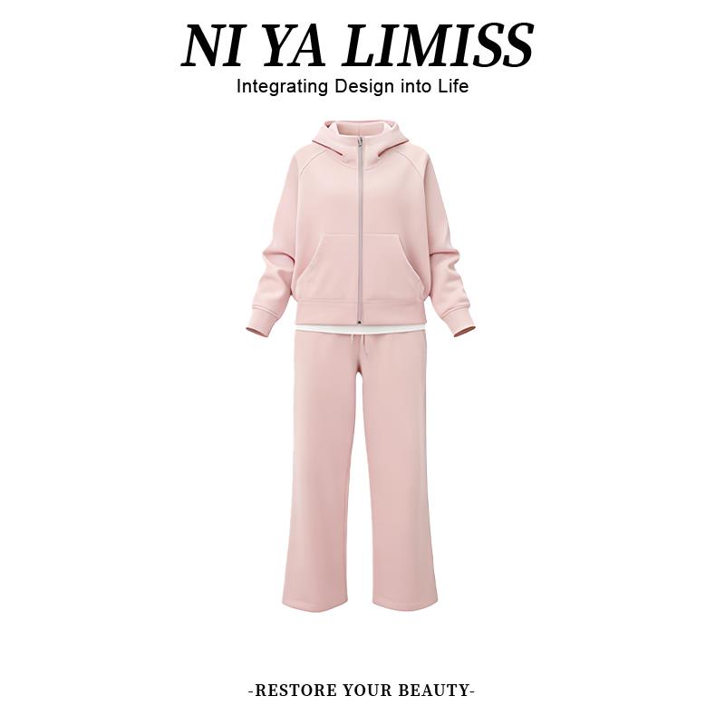 ROUMIKL休闲运动服套装女2025新款冬装连帽卫衣外套宽松显瘦阔腿