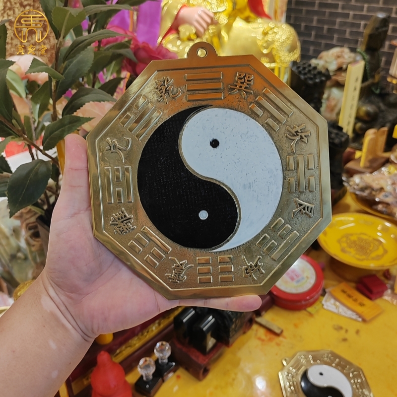 纯铜凸太极镜阴阳鱼黑白八卦镜家用大门头乾坤太极图窗户阳台挂件