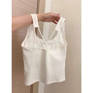 大码一体背心夏外穿无袖上衣胖mm白色打底小吊带女带胸垫美背文胸
