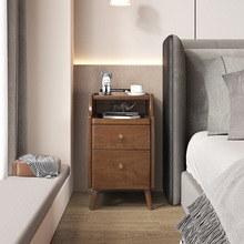 极窄卧室床头柜全实木USB充电小型迷你置物架高级感家用夹缝柜子