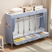 简易衣柜家用卧室出租房用加厚粗全钢架组装 25年新款 带抽屉收纳柜