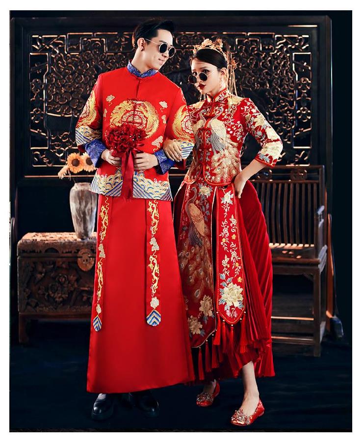 孕妇秀禾服传统服饰女神范秋款婚纱照大气长裙2021