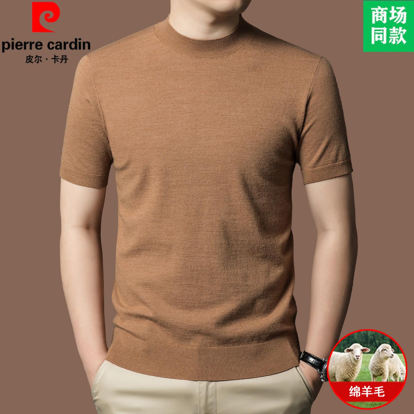 皮尔卡丹春秋男士时尚纯色羊毛衫