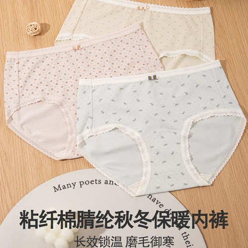 秋冬保暖内裤女棉腈纶磨毛短裤女