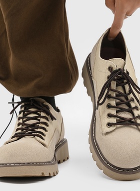 真皮男鞋秋季美式复古低帮马丁鞋男士休闲百搭英伦风大头工装鞋子