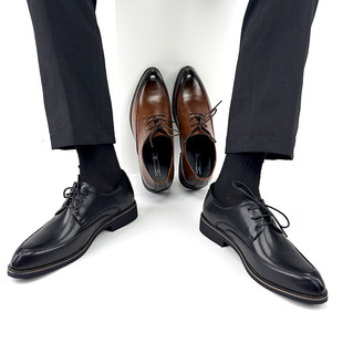 正装男士皮鞋2026新款英伦风韩版商务尖头休闲西装增高新郎结婚鞋