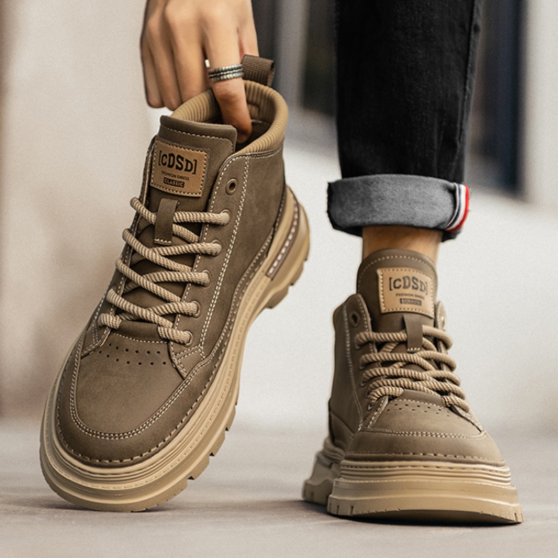 真皮男鞋英伦风复古休闲工装短靴