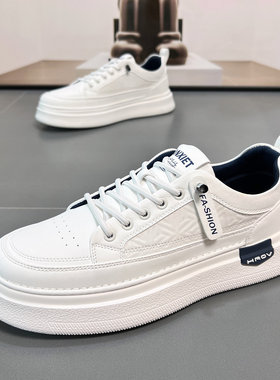 潮牌小白鞋男2025冬季新款男鞋百搭厚底板鞋休闲鞋运动皮鞋单鞋