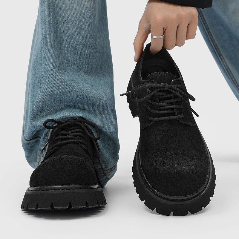 德比鞋男士新款复古英伦风厚底增高工装鞋圆头系带大头鞋休闲皮鞋,流行男鞋,工装鞋,淘宝优惠券,粉丝福利购,淘宝优惠卷