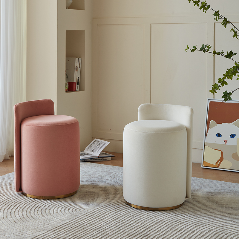 轻奢梳妆凳网红inso卧室化妆凳美容院换鞋凳现代简约圆形小凳子