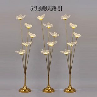 蝴蝶蝴蝶婚庆道具拉丝灯光布置装 亚克力区婚礼 饰路引新款 迎宾立式