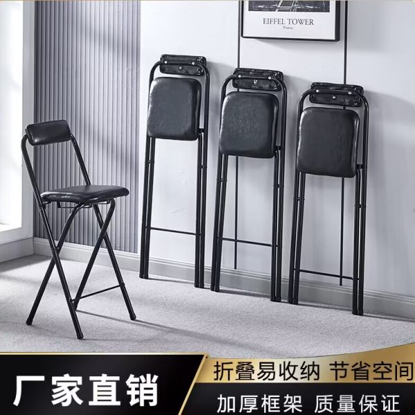 收银柜台吧台椅便携折叠休闲酒吧椅子靠背餐椅高脚凳椅前台桥钓椅