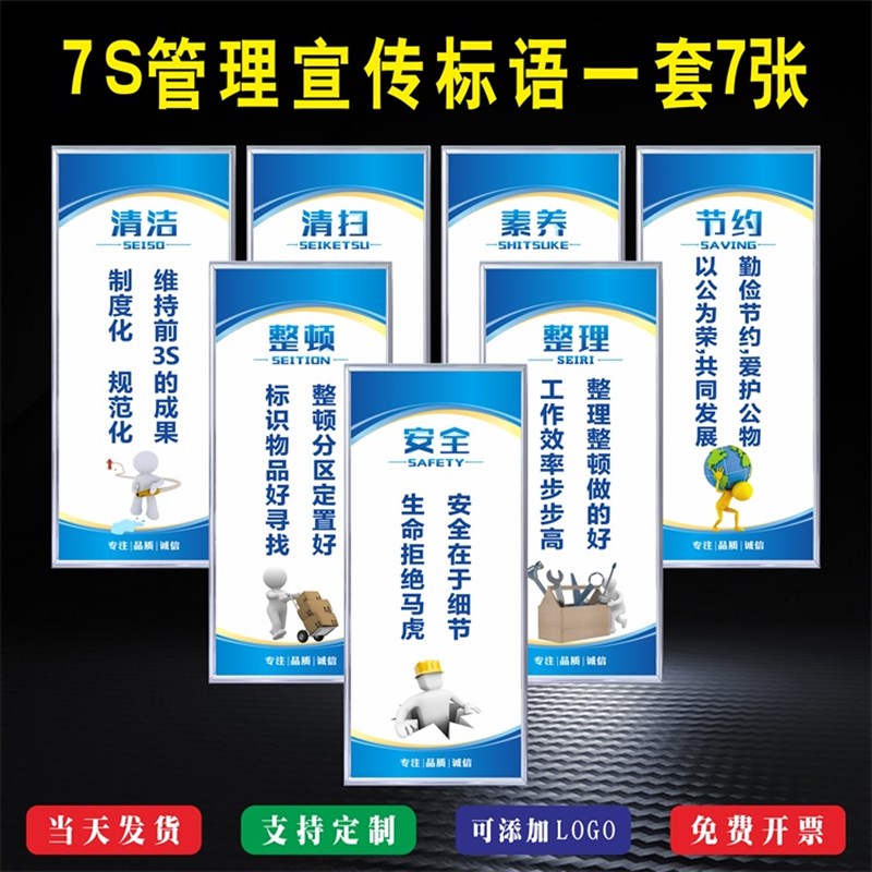 工厂车间a5S6S7S安全品质管理消防仓库标语标识牌企业文化宣传墙