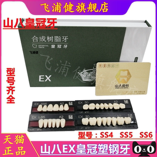 牙科山八EX塑钢牙 合成树脂牙 皇冠超硬塑钢牙 全口半解剖塑钢牙