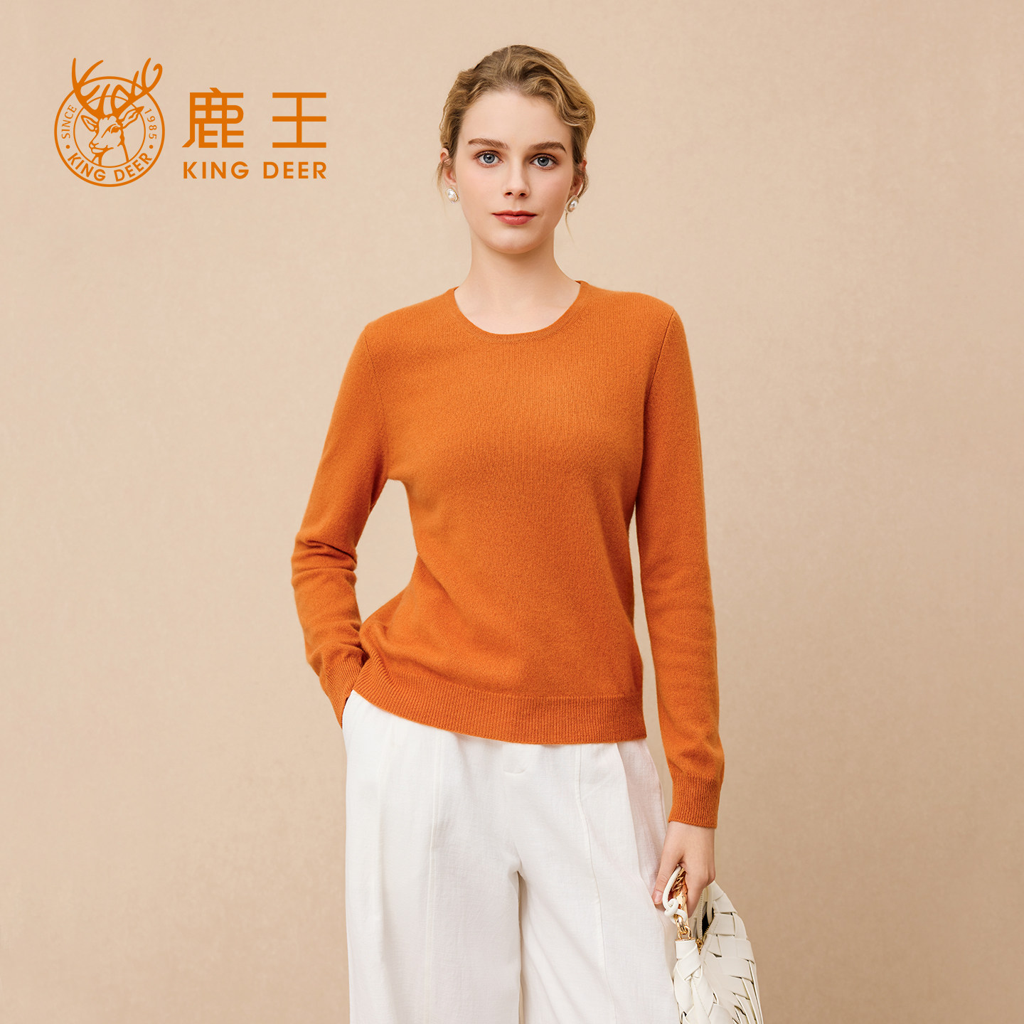 鹿王女100纯羊绒保暖打底毛衣图片