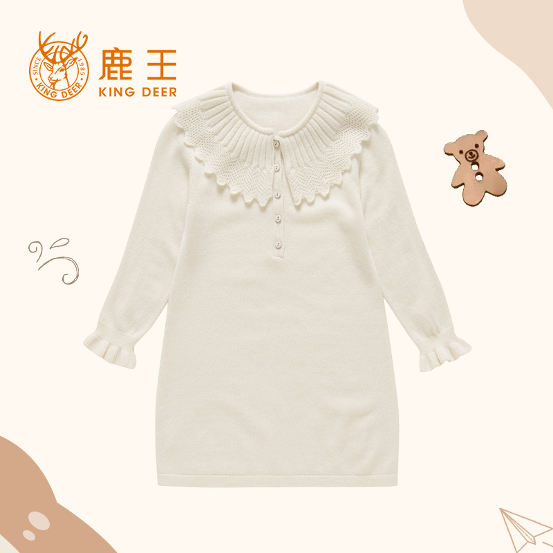 100%纯羊绒儿童娃娃领连衣裙