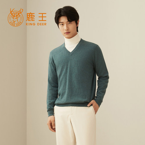 【精仿】鹿王100%纯山羊绒衫男士