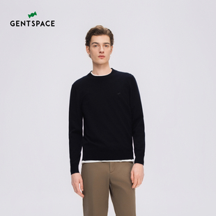 GENTSPACE2025秋新品都市时尚简约纯色商务休闲圆领套头针织衫