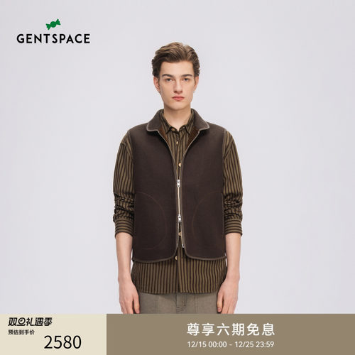 GENTSPACE2025秋季新品无袖马甲复古小方圆领